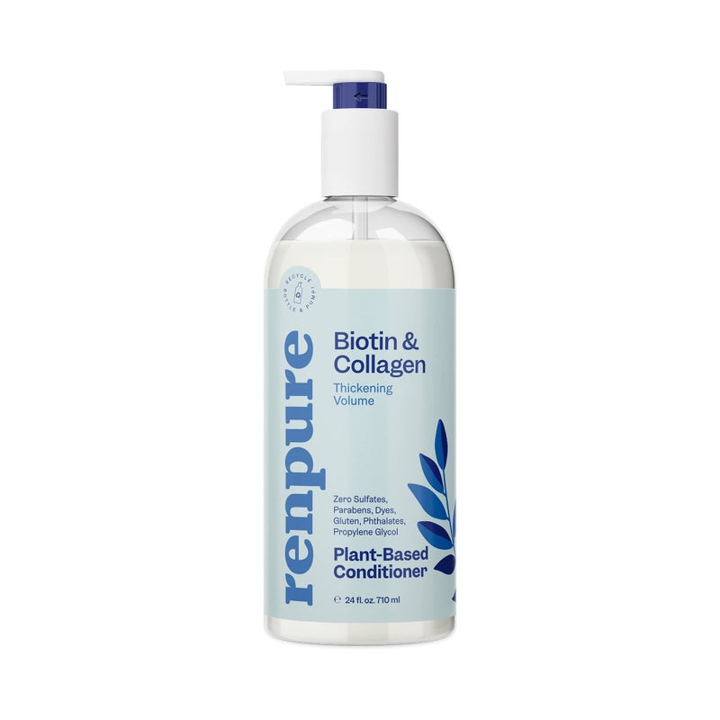 Renpure Plant Based Biotin and Collagen Thickening Volume Conditioner - Leaves Hair Looking Luscious - Gentle Formula - Dye, Cruelty and Paraben Free - Recyclable, Pump Bottle Design - 24 fl oz - Image 1